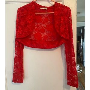 Red Lace Dress Shrug, Size M